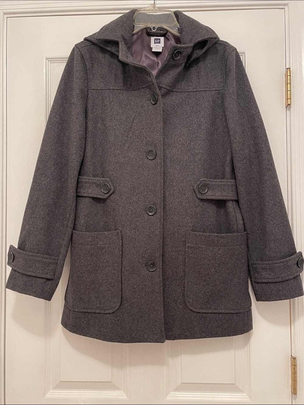 GAP Women's Hooded Peacoat in Charcoal